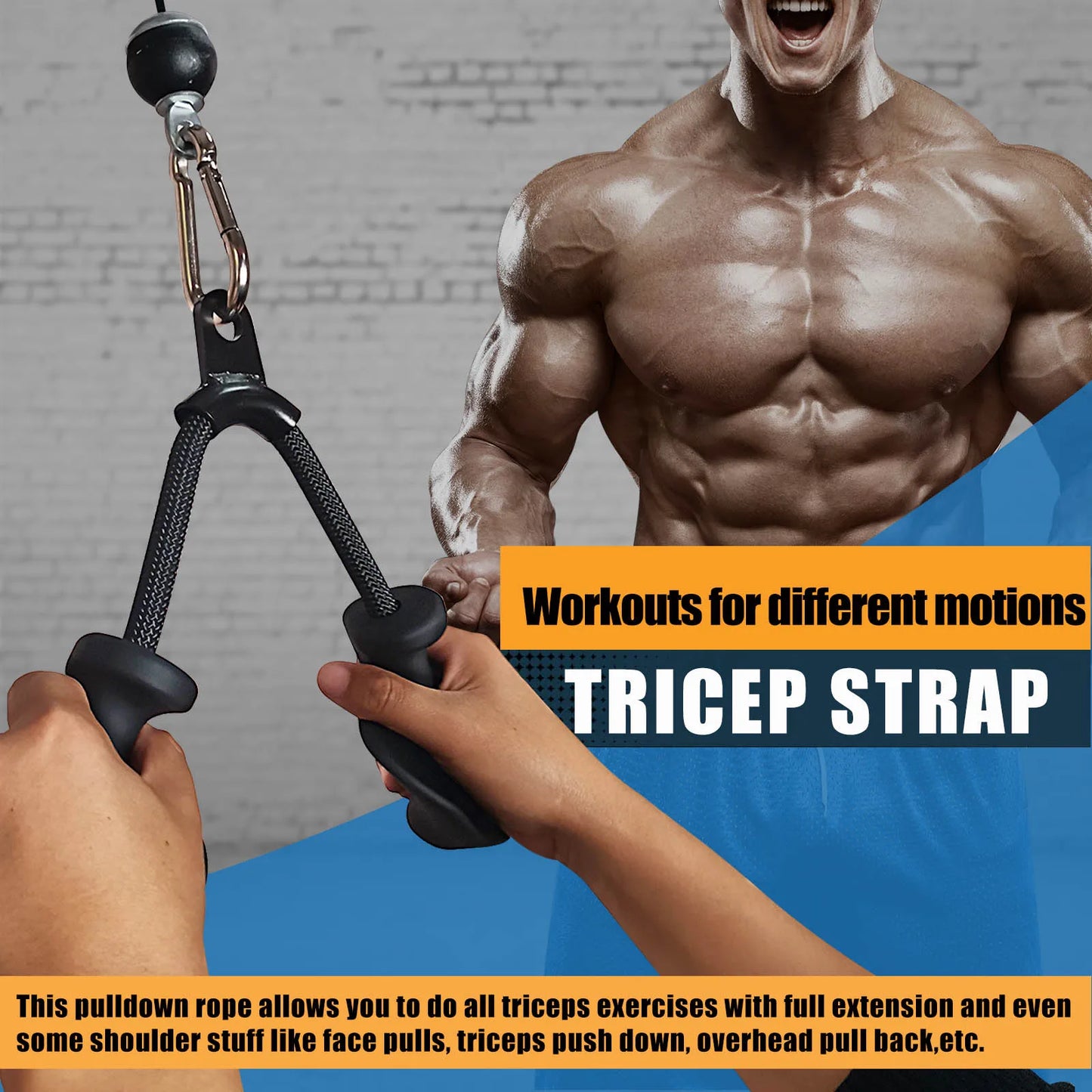 Ergonomic Tricep Rope Pulldown Attachments Upgraded 27 32 40 & 47 Inch Extra Long Triceps Rope Cable Attachments for Gym