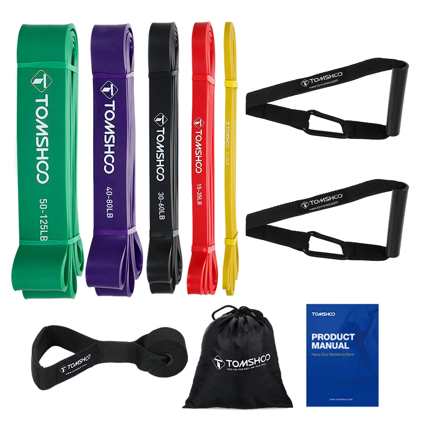 5 Packs Pull Up Assist Bands Set Resistance Loop Bands Powerlifting Exercise Stretch Bands with Door Anchor and Handle Pull Rope