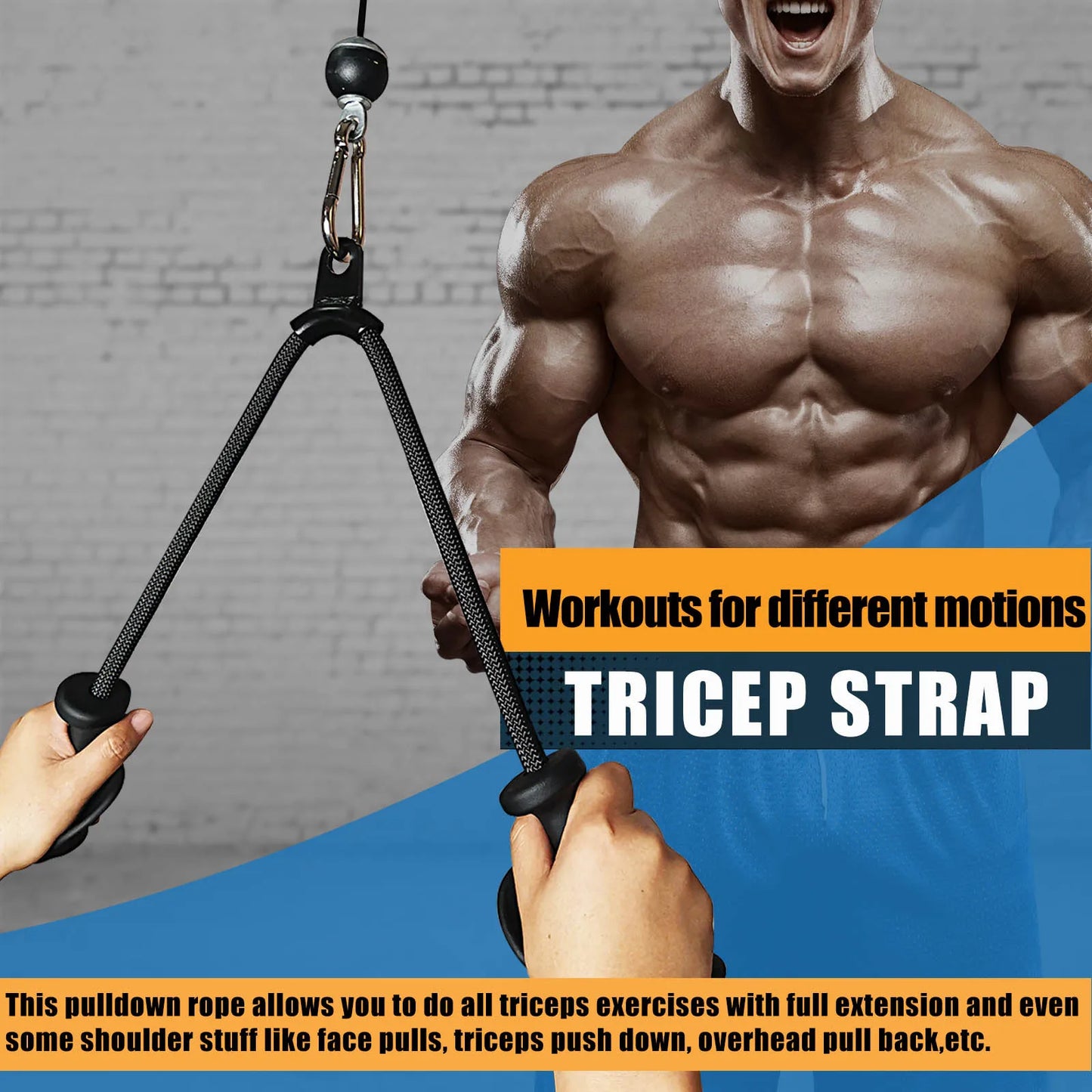 Ergonomic Tricep Rope Pulldown Attachments Upgraded 27 32 40 & 47 Inch Extra Long Triceps Rope Cable Attachments for Gym