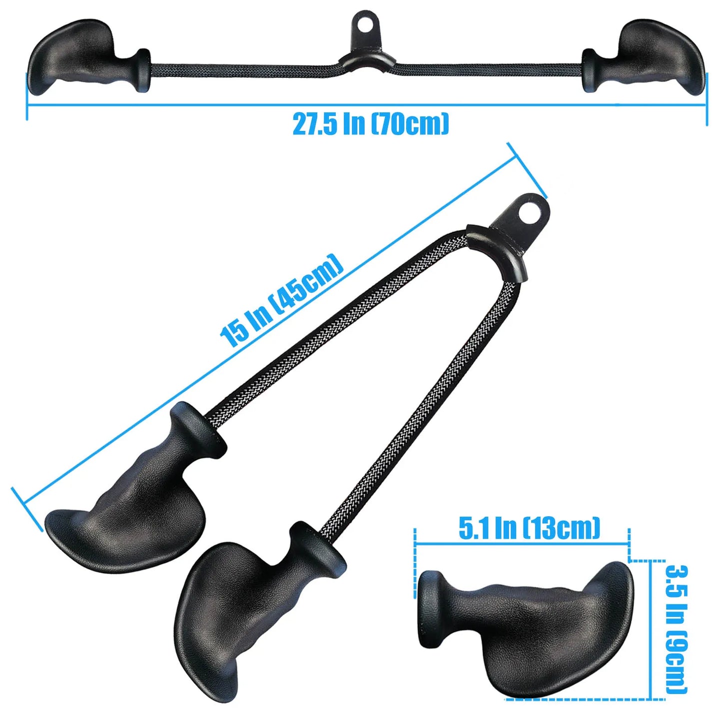 Ergonomic Tricep Rope Pulldown Attachments Upgraded 27 32 40 & 47 Inch Extra Long Triceps Rope Cable Attachments for Gym