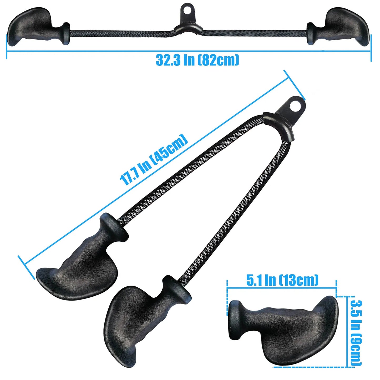 Ergonomic Tricep Rope Pulldown Attachments Upgraded 27 32 40 & 47 Inch Extra Long Triceps Rope Cable Attachments for Gym