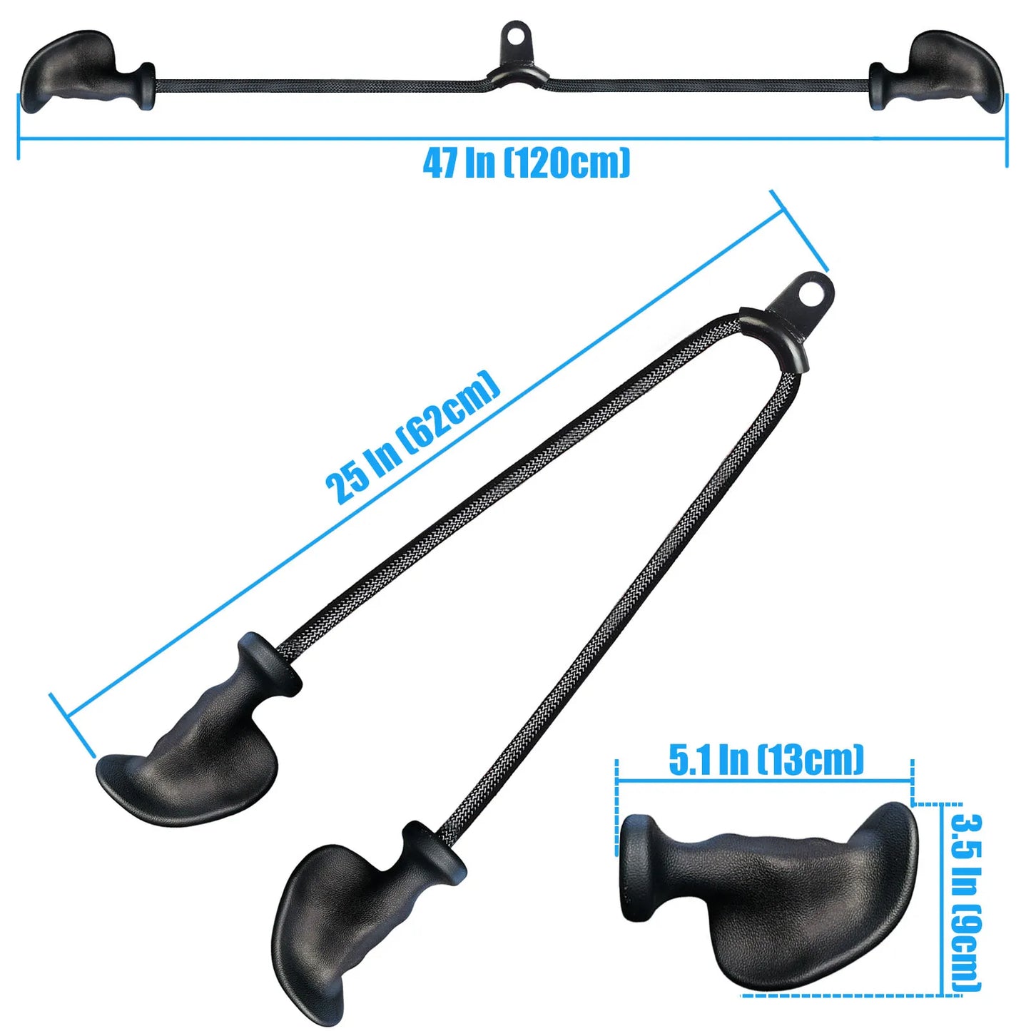 Ergonomic Tricep Rope Pulldown Attachments Upgraded 27 32 40 & 47 Inch Extra Long Triceps Rope Cable Attachments for Gym
