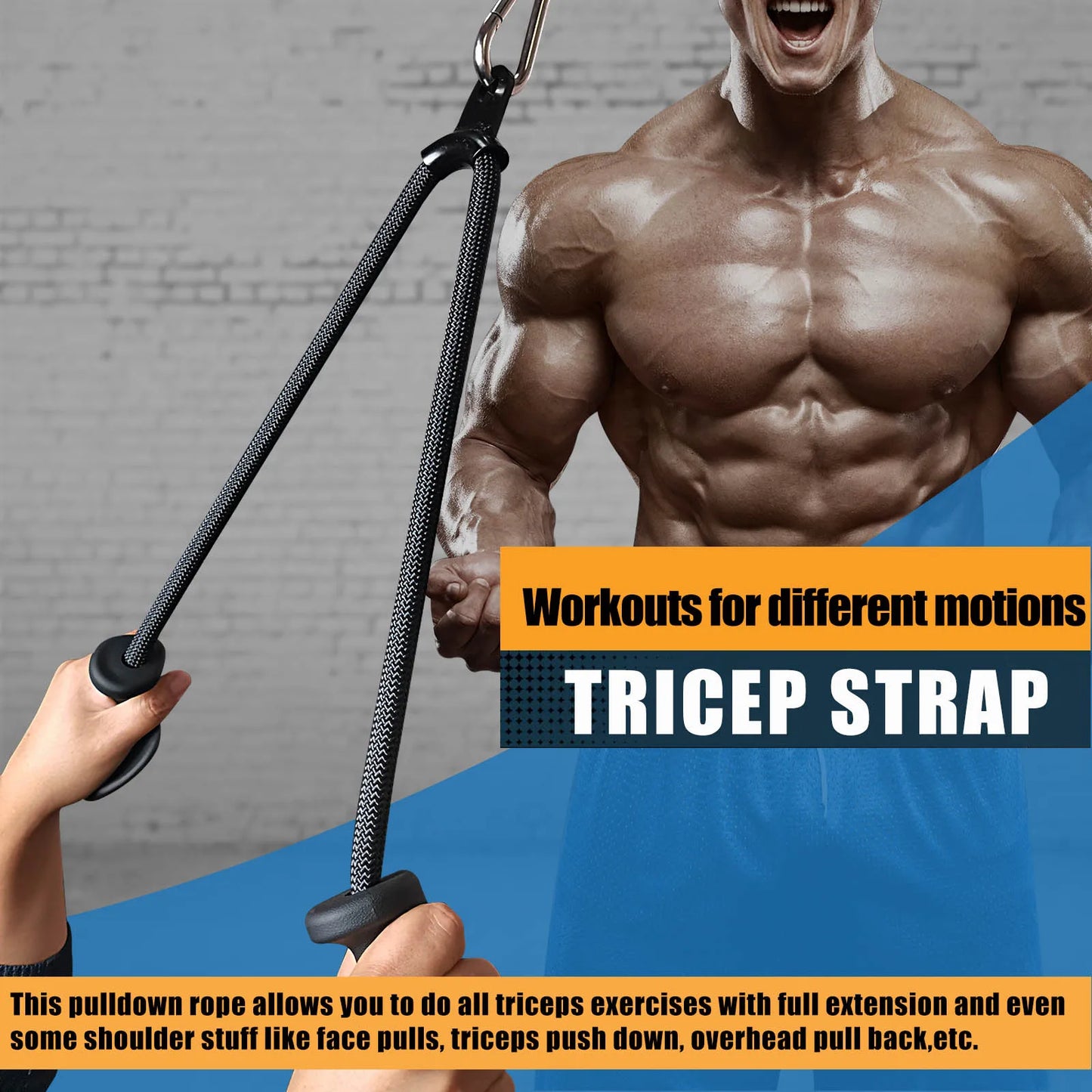 Ergonomic Tricep Rope Pulldown Attachments Upgraded 27 32 40 & 47 Inch Extra Long Triceps Rope Cable Attachments for Gym