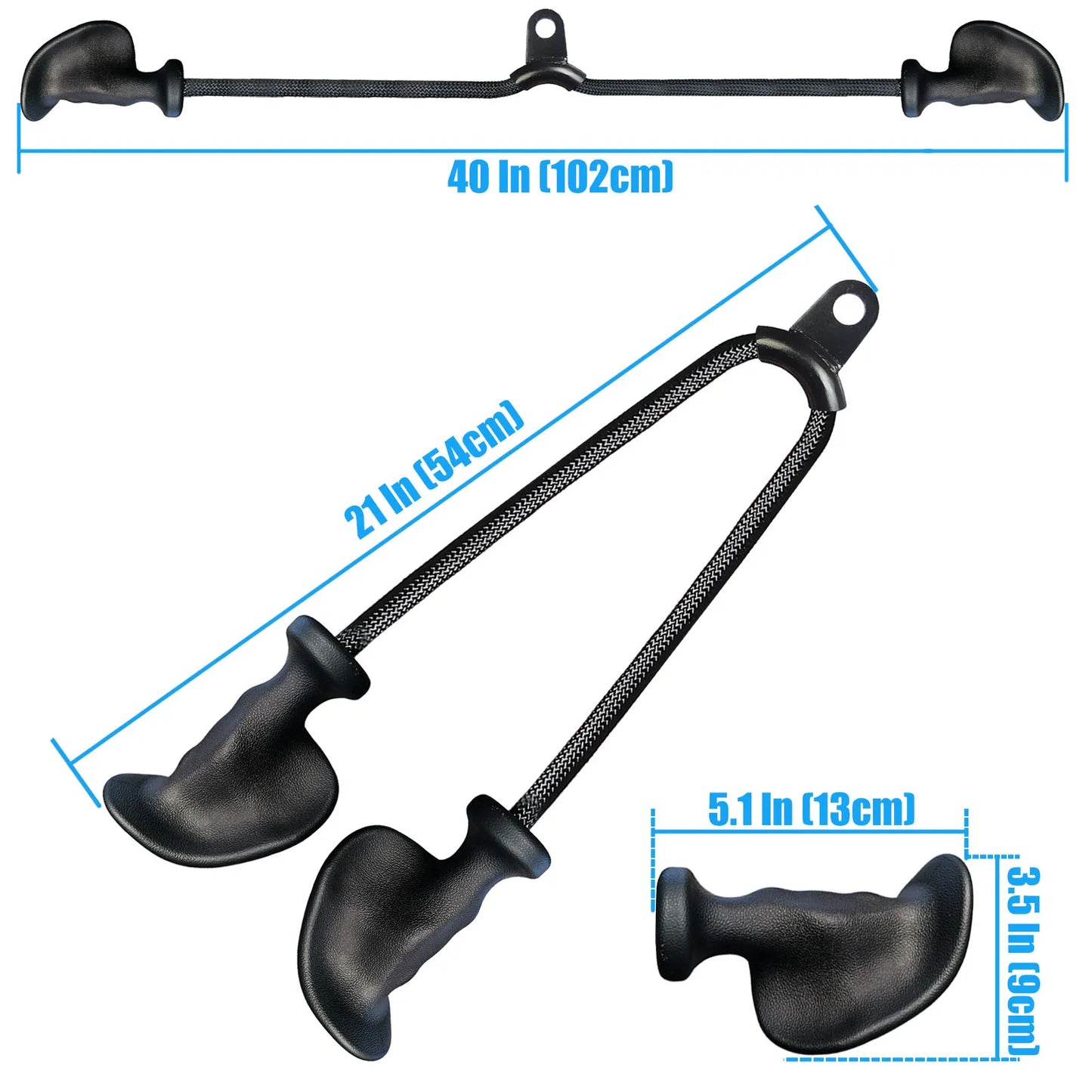 Ergonomic Tricep Rope Pulldown Attachments Upgraded 27 32 40 & 47 Inch Extra Long Triceps Rope Cable Attachments for Gym
