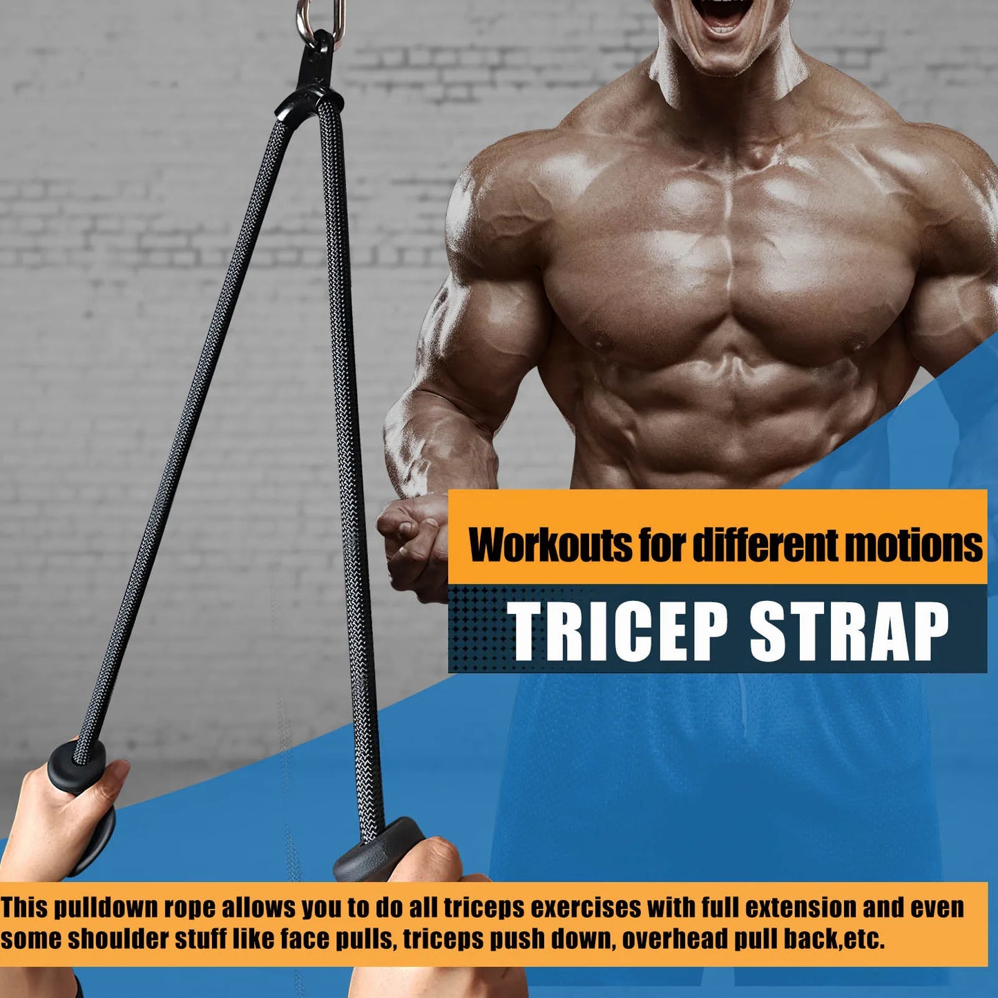 Ergonomic Tricep Rope Pulldown Attachments Upgraded 27 32 40 & 47 Inch Extra Long Triceps Rope Cable Attachments for Gym
